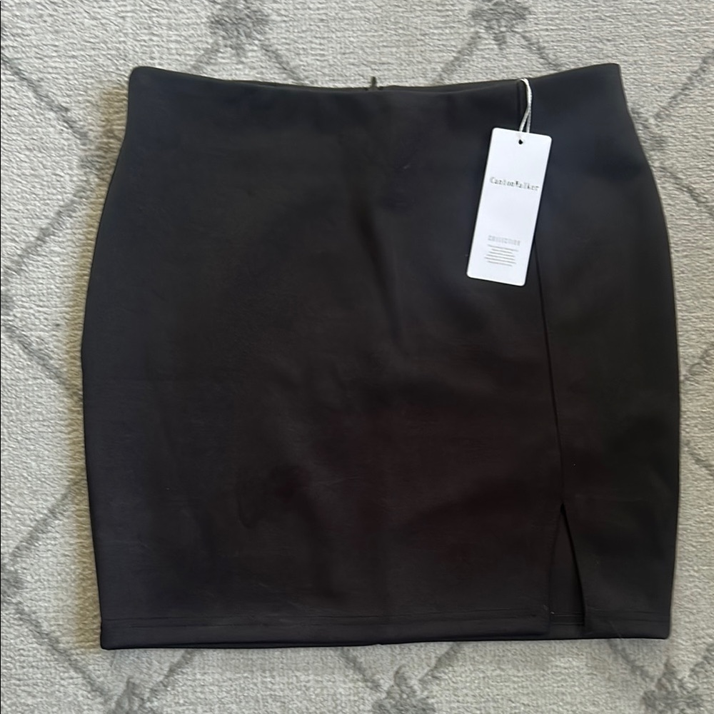 Canton Walker Black Mini Skirt with Slit